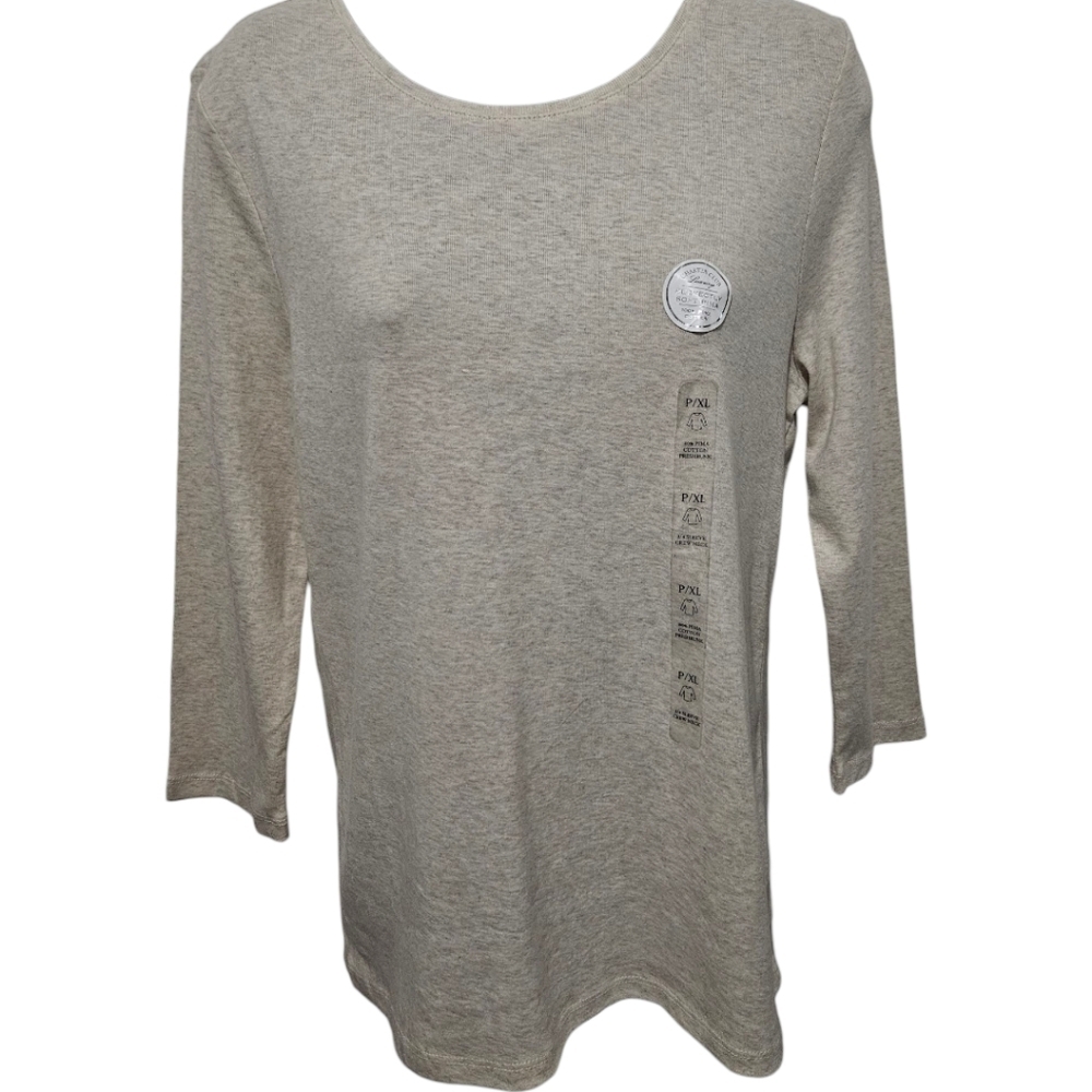 NWT Charter Club Luxury Perfectly Soft Pima Cotton Crew Neck 3/4 Sleeve Top